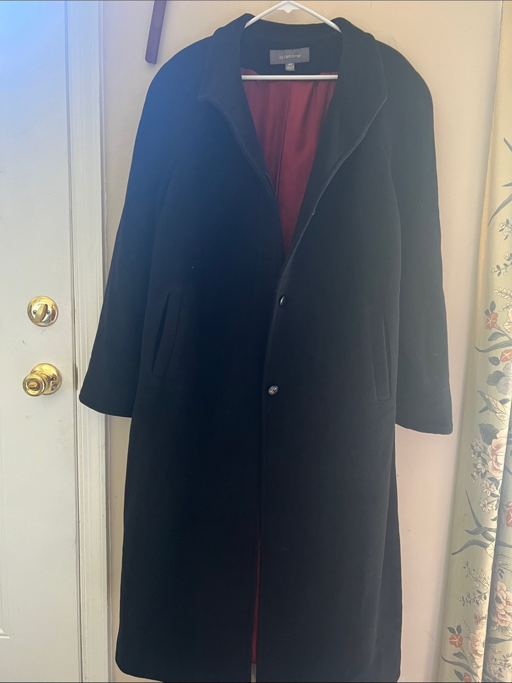 Vintage Liz Claiborne Black PeaCoat with Red Lining